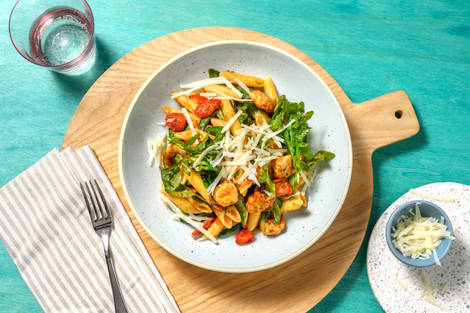 Salade de penne, poulet & pesto rosso