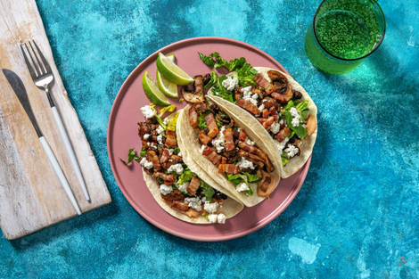 Bohnen-Tacos mit Hirtenkäse & extra Bacon