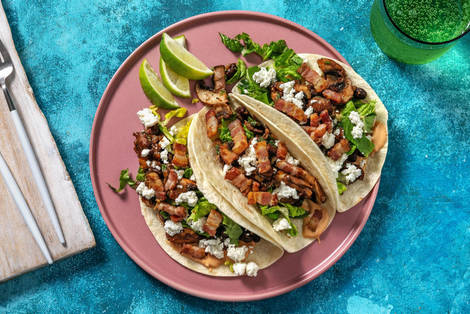 Bohnen-Tacos mit Hirtenkäse & extra Bacon