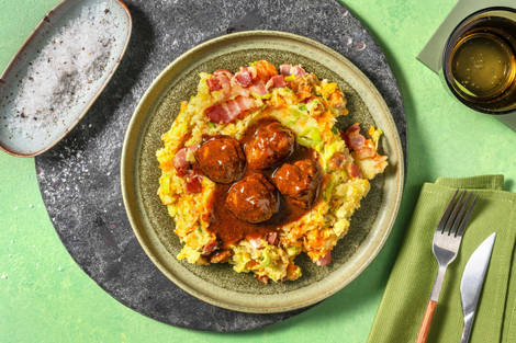 Gehaktballetjes met wortel-preistamppot 