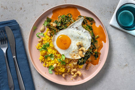 Curry d'épinards & riz au curcuma