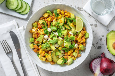 Salade orientale, pois-chiches, avocat & feta