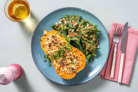 Butternut farci : chair à saucisse & tomme râpée