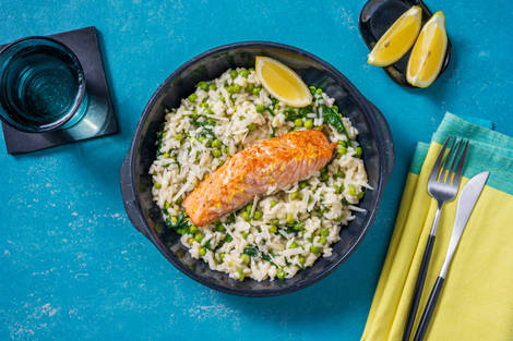 Oven-Baked Salmon and Lemon Risotto