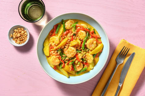 Curry jaune de crevettes aux cacahuètes