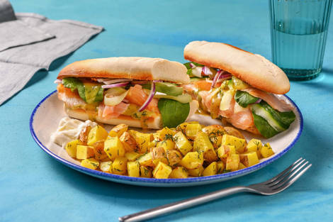 Baguette med kallrökt lax