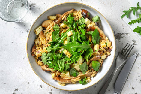 Umami risotto van orzo met paddenstoelen