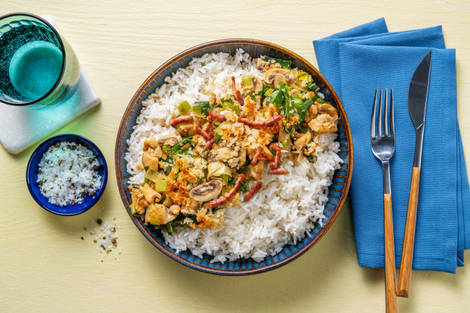 Chicken, Leek and Bacon Mushroom Crumble