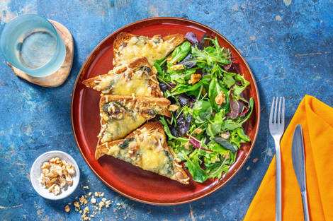 Tartine champignons, épinards & gouda