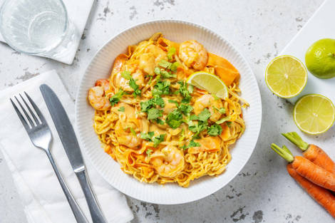 Laksa aux crevettes & lait de coco
