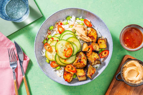 Bunte Bowl mit glasierter Aubergine