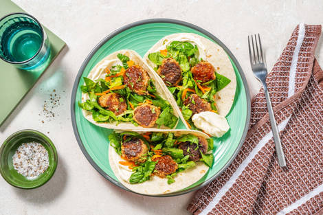 Tacos con polpette di carne e glassa hoisin