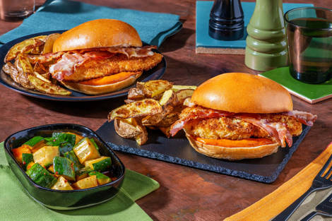 Fried Chicken and Honey Bacon Burger