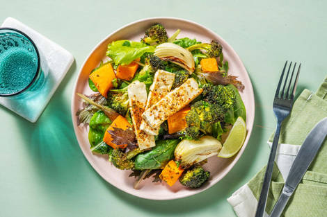 Formaggio greco alle spezie messicane al forno con verdure