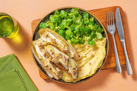 Chicon gratiné au brie et pomme