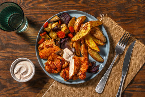 Poulet à la harissa et sauce au yaourt