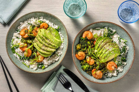 Asiatisk räk-och broccoliwok