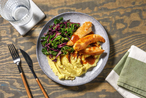 Pandestegt kylling i rødvinssauce