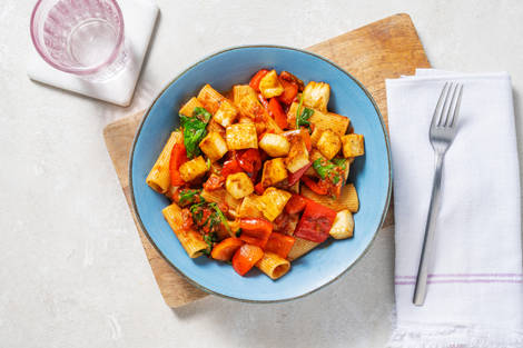 Halloumi and Roasted Pepper Rigatoni