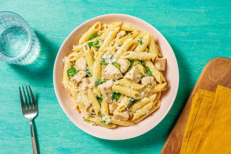 Creamy Garlic Organic Chicken Pasta