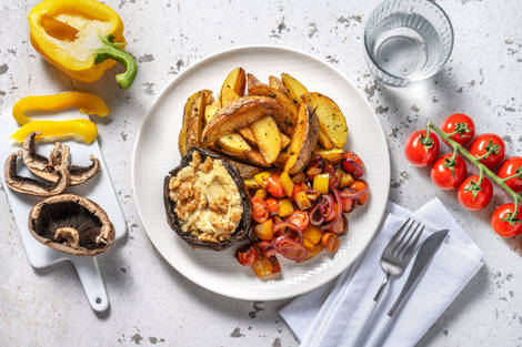 Portobello farci au fromage de chèvre et noix