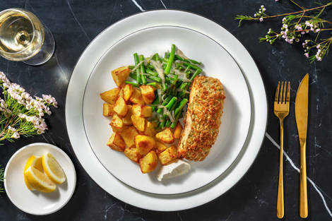 Pesto Crusted Salmon and Lemon Aioli