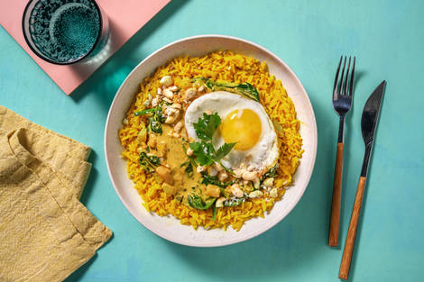 Curry d'épinards & riz au curcuma