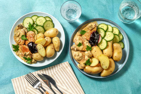 Fläskkött i krämig svampsås