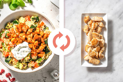 Harissa Diced Chicken Breast on Jewelled Bulgur