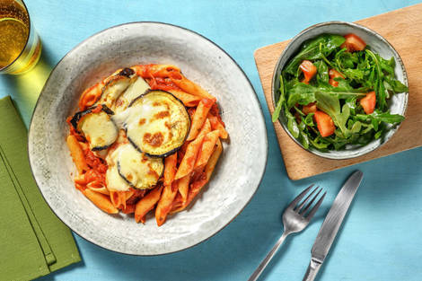 Aubergine Parmigiana Style Pasta 