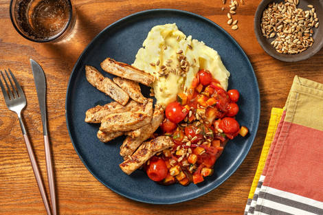 Bistecca di pollo e purè di patate