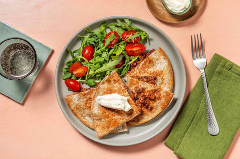 Cheesy Chipotle Chorizo and Bean Quesadillas
