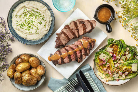 Feestelijke runderlende met geroosterde patatjes