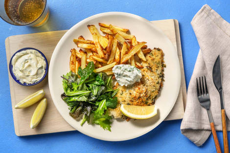 Breaded Sea Bass and Chips