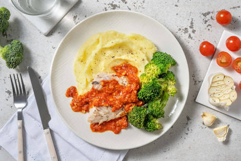 Lieu noir & sauce romesco