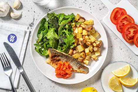 Pan-Seared Sea Bass and Warm Tomato Salsa