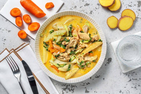 Soupe asiatique au curry, poulet & pommes de terre