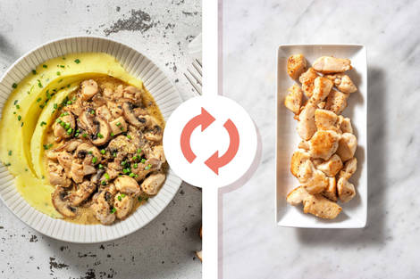 Creamy Mustard Diced Chicken Breast and Mushrooms 