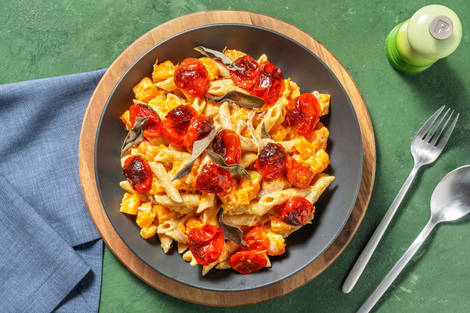 Pasta integrale con zucca e formaggio greco