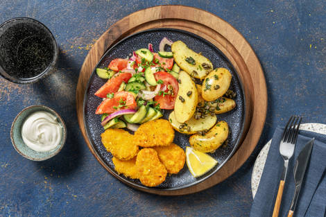 Vegetarische nuggets met peterseliekrieltjes