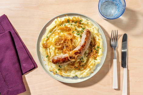 Saucisse de Toulouse & purée au chou-fleur