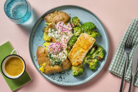 Ovnsbakt torsk i sitronsmørsaus