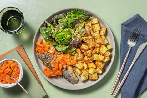 Pan-Seared Sea Bass and Warm Tomato Salsa