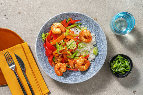 Mildes Garnelen Stir Fry mit knackigem Gemüse