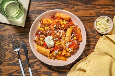 Mexican-inspired Beef Rigatoni