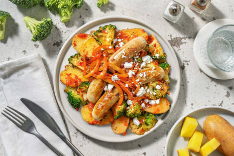 Krieltjes in paprikasaus met kipworstjes