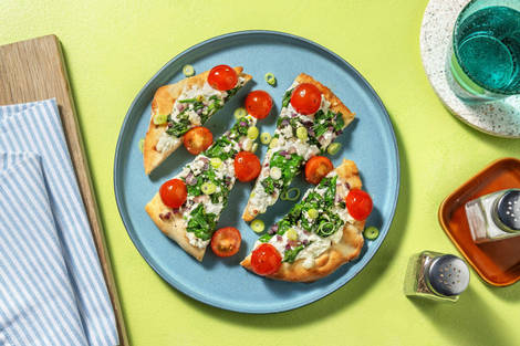 Spanakopita-Inspired Chicken Tender Flatbreads