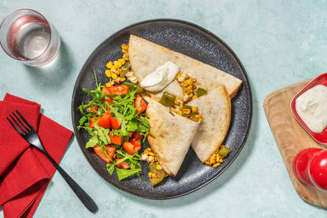 Cheesy Charred Corn and Pepper Quesadillas