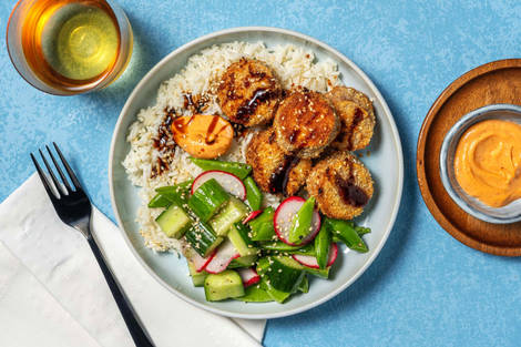 Asiatisk søtpotet-tempurabowl