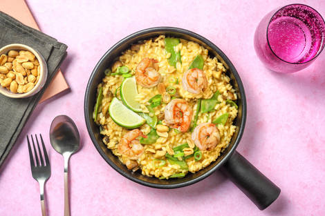 One-Pot Thai-Curry-Risotto mit extra Garnelen